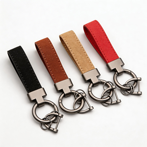 Porte-clés en cuir suédé avec logo personnalisé, <span class=keywords><strong>mousqueton</strong></span> métallique, porte-clés pour homme, accessoires cadeaux promotionnels - Product Image 1