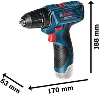 Taladro Inalámbrico Bosch Professional GSR 120-LI 12V, Atornillador Eléctrico Multifunción, Herramienta Eléctrica (Solo Herramienta)