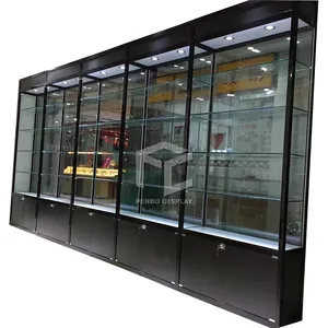 Büyüleyici Tasarım Titanyum alaşımlı camlı vitrin dolabı Vitrin/Sertleştirilmiş Cam Vitrin