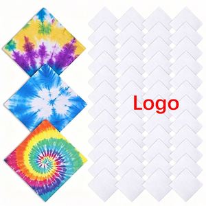 ผ้าพันคอสีขาวแบบกำหนดเองสำหรับงาน Tie Dye แพ็คผ้าเช็ดหน้าผ้าฝ้ายเปล่าสำหรับพิมพ์โลโก้ ผ้าพันคอแบบ Unisex ผ้าพันคอผู้ชาย - Product Image 1