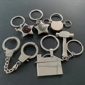 Custom Souvenir Nickel Articles of Daily Use Star Compass Handcuffs Hammer House Shaped Metal Keychain