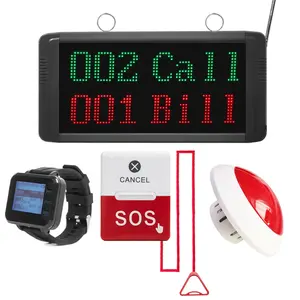 Factory Price Wireless Nurse Call System SOS Patient Button Alarm Bell With Number Screen Door Light Receiver Watch Pager