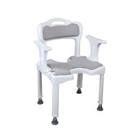 DA-6058E Chaise de douche réglable en hauteur pour la maison, avec accoudoirs larges, trous de drainage, coussin en EVA, pieds à ventouse robustes, installation rapide sans outil