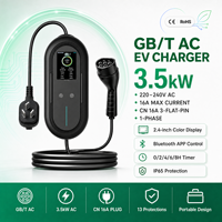Chargeur EV portable 3,5 kW GB/T 16A 220V monophasé à courant réglable, EVSE mobile pour voitures électriques, maison et voyage