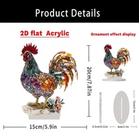 Figurine de coq en cristal ornée de pierres, statue d'animal en émail, ornement de table Feng Shui pour la décoration de salon et de maison