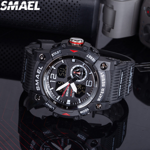 Montre SMAEL 8007 avec grand cadran de 54 mm, double affichage, étanche 30-50 m, bracelet en PU, multicolores, montre de sport d'extérieur - Product Image 3
