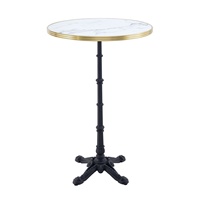 Table de bar en marbre avec bordure dorée pour restaurant, café, bistro, extérieur, Lifepursue