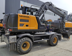 Excavadora de ruedas HAIJU de 8 toneladas, bajo costo, HJW85 4WD, certificación CE, cucharón de 0.28m³, bajo mantenimiento, gran fuerza de excavación para trabajos en carreteras - Product Image 5