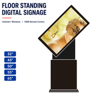 Kiosque d'affichage numérique sur pied, écran tactile LCD Android CMS de 65 pouces, affichage publicitaire pour centre commercial, magasin de détail