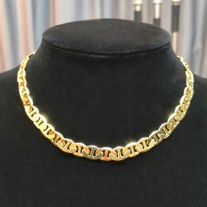 Di alta Qualità 18K Placcato Oro Piatto In Ottone Ambientale ellittica catena con la linea centrale Della Collana P203147 - Product Image 4