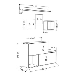 Moderno <span class=keywords><strong>appendiabiti</strong></span> in legno antico bianco con <span class=keywords><strong>appendiabiti</strong></span> <span class=keywords><strong>da</strong></span> <span class=keywords><strong>parete</strong></span> e panca per scarpe 2 scomparti aperti per ingresso - Product Image 5