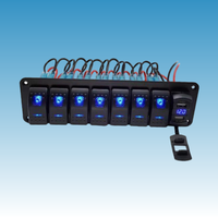 Panel de Interruptores LED de 7 Canales Yuhe YH-DH8-QA con Ranura USB, Pantalla Digital de Voltaje, Resistente al Agua IP65, Interruptor Basculante de 12V