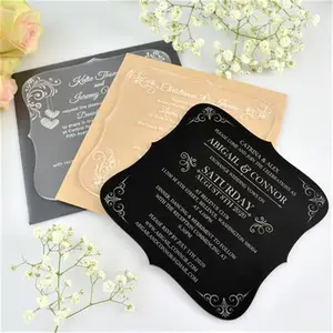 Faire-part d'invitation de mariage en acrylique, acrylique doré découpé au Laser, miroir transparent personnalisé, carton d'invitation pour mariage