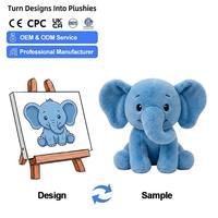 Prix d'usine, design personnalisé, éléphant bleu de dessin animé, peluche longue, super douce, jouets en peluche, poupée mignonne pour enfants