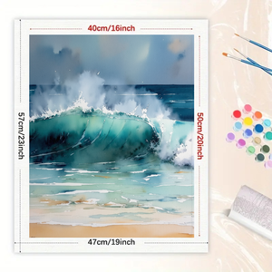 Kit de numéros de peinture de paysage marin pour adultes-Écologique Personnalisé DIY Ocean Wave Tranquil Sea 16x20 Pouces Cadeaux d'art de plage sans cadre - Product Image 2