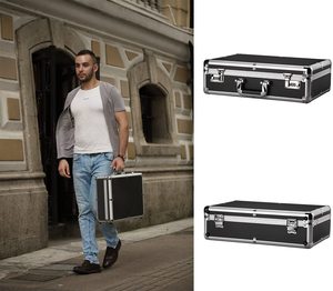 Caja de herramientas dura de aluminio Estuche de transporte portátil <span class=keywords><strong>reforzado</strong></span> múltiple Caja de herramientas negra Organizador Maletín Estilo Soporte OEM personalizado - Product Image 5