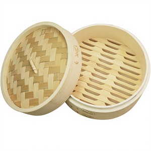 ESTICK Cuiseur vapeur en bambou éco-responsable multifonction à 2 niveaux profond avec couvercle pour pains vapeur, <span class=keywords><strong>dim</strong></span> <span class=keywords><strong>sum</strong></span>, usage commercial et domestique - Product Image 1