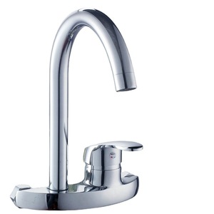 Robinet de cuisine mural à poignée unique, noyau en céramique de 15 cm, rotation à 360 degrés, style contemporain - Product Image 3