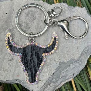 Wholesale Vintage <b>Leather</b> <b>Key</b> <b>Chains</b> Rhinestone Bull Head Keychain Cowgirl Bag Pendant Cowboy Cow <b>Key</b> Ring Western Keychain - Product Image 3