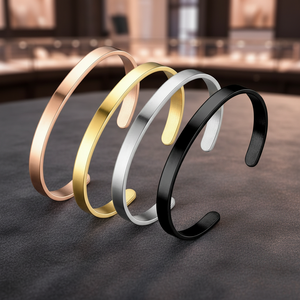 Manschettenarmband aus Edelstahl, personalisierbar, für Damen, Rohlinge für Armreifen, Lasergravur, Zubehör für die Schmuckherstellung, Großhandel - Product Image 4