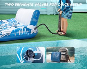 Pool Lounger for 1 2 3 Persons Extra <b>Large</b> Tanning Recliner Float Chair with Backrest Footrest <b>Cup</b> Holder Pool Lake Beach - Product Image 6