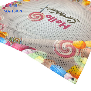 Tùy Chỉnh 100% <span class=keywords><strong>Polyester</strong></span> Không Thấm Nước Không Khí Lưới Dệt Vải Biểu Ngữ Truyền Nhiệt In Treo Thiết Kế Chào Mừng Bạn Quà Tặng Cờ - Product Image 1