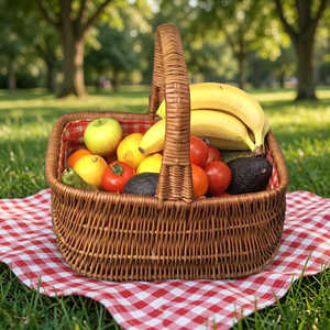 Cestas de Almacenamiento Plegables Ecológicas de Mimbre - Cestas Multifuncionales para Cosecha y Recolección de Verduras y Frutas, Talla L - Product Image 1