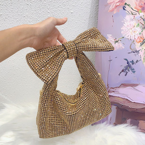 2026 New Fashion Luxury Designer Handbag Purses for Women Shiny Rhinestones <b>Bow</b> Evening Clutch <b>Large</b> Capacity Soft Hobo Tote - Product Image 3