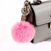 Porte-clés Pompon Imitation Lapin 8cm, Boule de Fourrure Douce, Pendentif Décoratif pour Clés