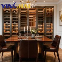 Armoire à vin à température constante en acier inoxydable brossé YINGHAI avec éclairage LED pour salle à manger, villa, hôtel, bar à domicile