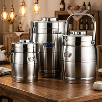 Conteneur alimentaire isotherme en acier inoxydable 5L 6.5L 8L 10L Grande capacité Seau à soupe thermique Boîte à lunch commerciale avec poignée