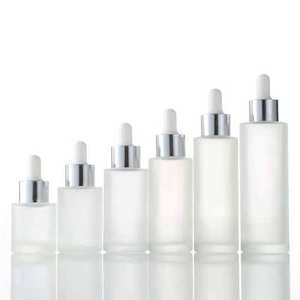 Push Button <b>Flat</b> Shoulder Essential Oil Bottle With Silver Push Button Dropper Cap - Product Image 1