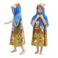 Ujoy Gift Wholesale Custom Print Polyester Kids Hooded Poncho Towel Quick Dry Absorbent Hooded Youth Club Custom Beach Towel