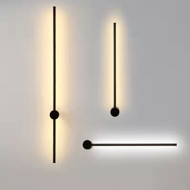 Nordic Minimalist Switchable Wall Scones Acrylic Black Wall Light Strip Indoor LED Wall Lamps