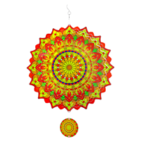 Décoration de jardin Jichen, acier inoxydable, 30 cm, fleur colorée, moulin à vent 3D, finition peinte, autoportant pour intérieur/extérieur