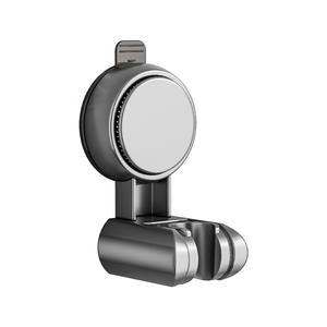Support de pommeau de douche en forme de L à ventouse, gris anthracite, réglable, rond, pour salle de bain, fixation sans perçage - Product Image 5