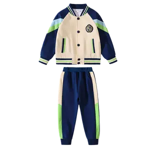 Jaket Bomber anak-anak, celana jogging jenis seragam sekolah musim dingin mantel pakaian olahraga untuk sekolah