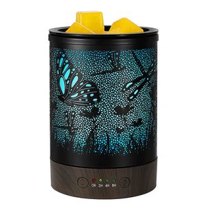 Kim Loại Đen Bướm Chuồn Chuồn Mẫu 7 Màu Led Thay Đổi Sáp Điện Tan Chảy Ấm Hơn Với Bộ Hẹn Giờ Đèn Dầu Thơm Cho Gia Đình - Product Image 1