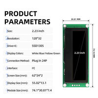 Módulo de Pantalla OLED de 2.23 Pulgadas, Interfaz IIC, Panel Pequeño, Blanco/Azul/Amarillo/Verde SSD1305 128*32 	 I2C 	 4P GoldenMorning OEM