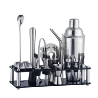 Kit de barman de luxe de haute qualité fabriqué par OUYADA Factory, ensemble de shaker à cocktails en acier inoxydable avec support en acrylique