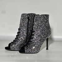 Stivali alla Caviglia con Tacco a Spillo Serie Galaxy con Glitter e Cinturini, Scarpe da Ballo Jazz