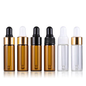 5ML marrone/ambra/trasparente bottiglia di vetro sottile contagocce per oli essenziali oro/argento/bianco/nero contagocce tappo del campione del campione fiala - Product Image 2