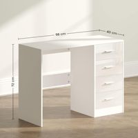 Bureau d'ordinateur durable et écologique avec tiroirs, coiffeuse, poste de travail blanc brillant pour bureau à domicile