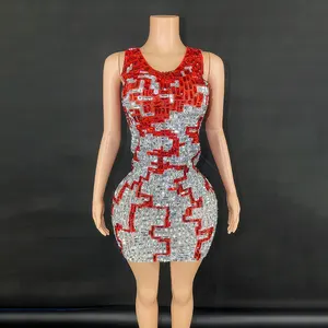 NOVANCE Y3652 trending dress 2024 new arrivals sexy dress for women party club night rhinestone mesh dresses