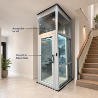 Ascenseur de villa VVVF, ascenseur domestique automatique sans engrenages, cabine en verre, alliage d'aluminium, manuel, pour toit, 2 à 4 étages, 400 kg, certifié CE