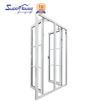 Ventana Abatible de Aluminio con Rotura de Puente Térmico, Vidrio Aislante de Doble Acristalamiento con Barras Decorativas, Diseño de Eficiencia Energética