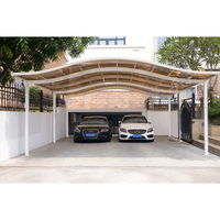 Cochera de Aluminio con Acabado en Polvo Anticorrosión, Material Ecológico y Sostenible, Diseño Moderno en Arco, Capacidad para 2 Autos