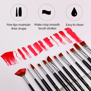 Xin Bowen haute qualité 12 pièces artiste pinceau ensemble manche en bois forme différente Nylon cheveux huile artiste <span class=keywords><strong>peinture</strong></span> brosse - Product Image 6
