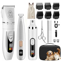 Tondeuse à poils pour animaux de compagnie sans fil portable avec kit de ciseaux, lumière LED rechargeable, lime à ongles, accessoires de toilettage électrique pour chiens et chats