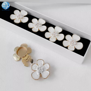 Đen Men Hoa Nút Bìa Vàng 17 Mm Nút Clip Clasp Nút Bao Gồm Cho Phụ Nữ Áo Sơ Mi Tay Áo Khuy Măng Sét Trang Trí Đồ Trang Sức - Product Image 4